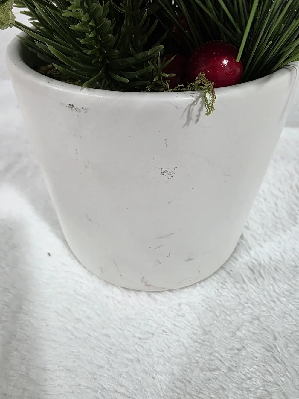 Threshold Red Poppy and Pine Faux Floral Vase Arrangement Christmas Holiday 8
